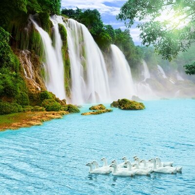 Фотообои фьорды над голубой водой